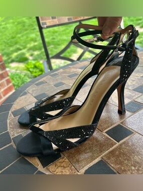 Ivanka Trump Black Strappy High Heel Sandals | Ankle Strap Stiletto Heels